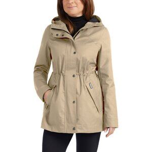 HUNTER Women’s Water-Resistant Windbreaker Hooded Jacket Tan, Size Medium (New)